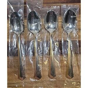 Yamazaki RAMONA Stainless Gold Accent 4 Piece Spoon Set 18/8 New